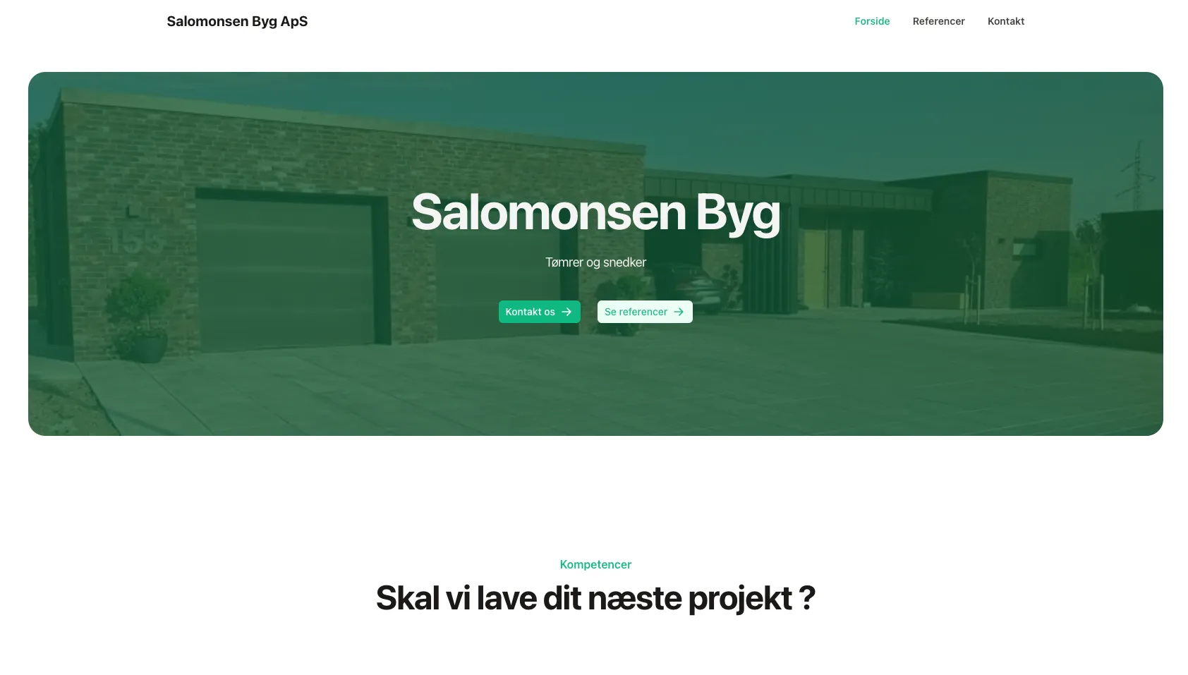 Forsiden af Salomonsen Bygs hjemmeside